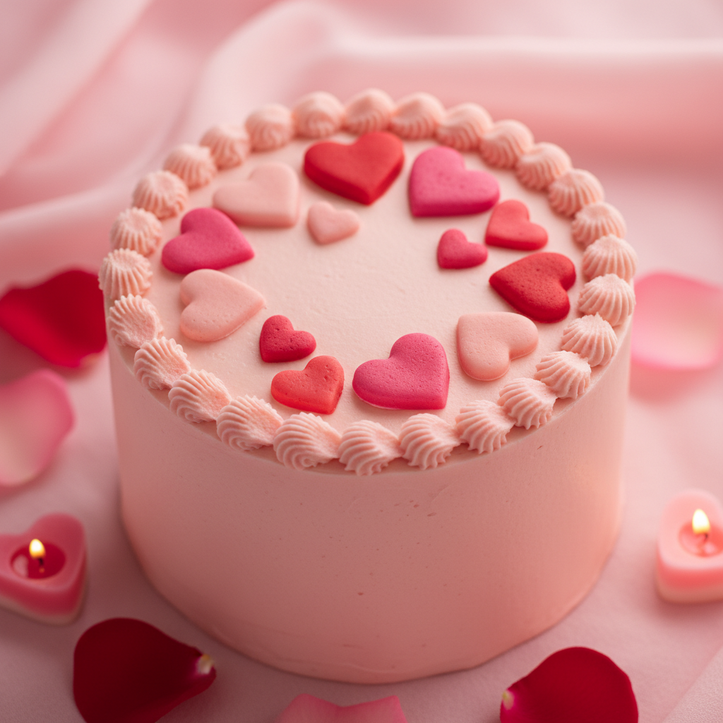Romantic bento cake with love message and hearts